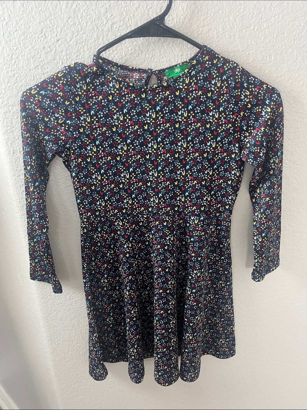 Dip Girls Black Multi Color Floral Long-Sleeve Dress Sz S Casual Party